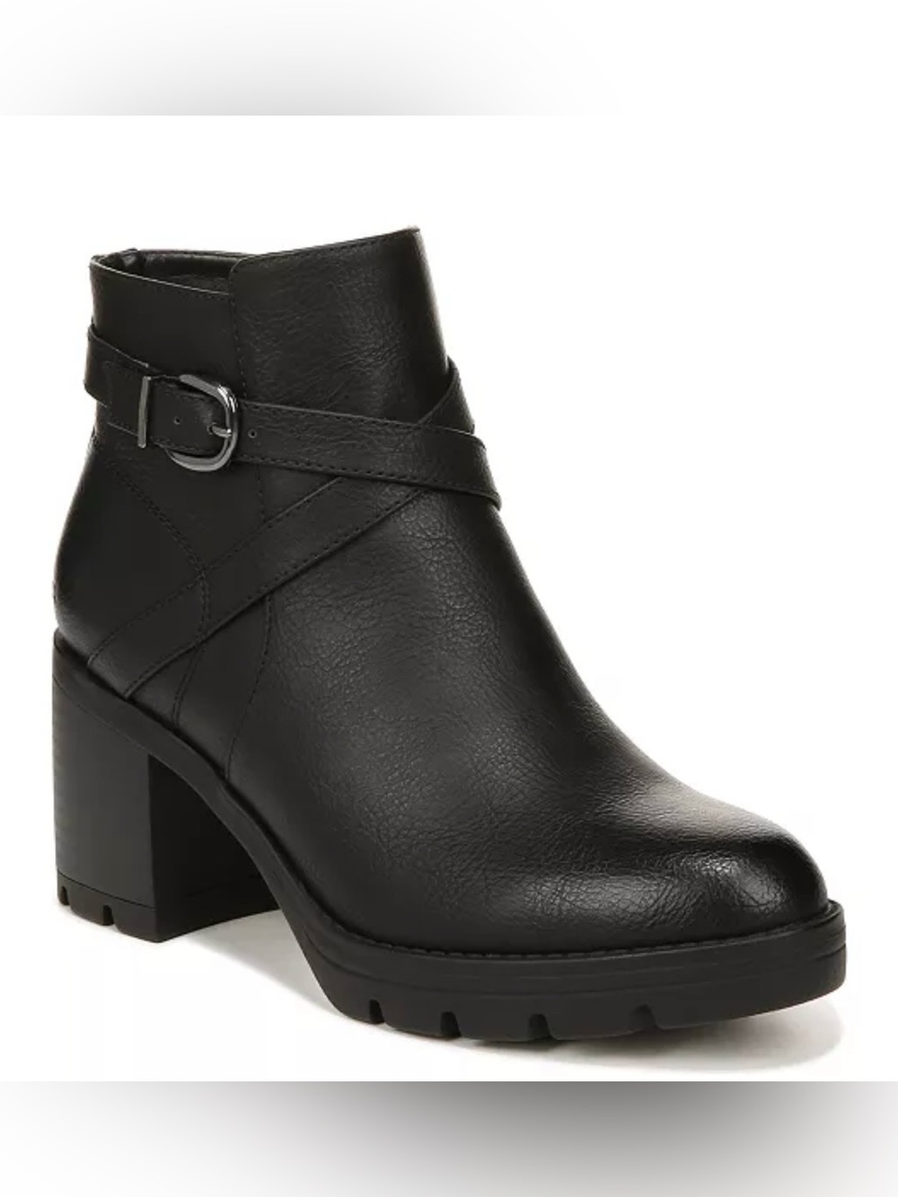 Naturalizer Black Chunky Heel Ankle Boot with Buckle